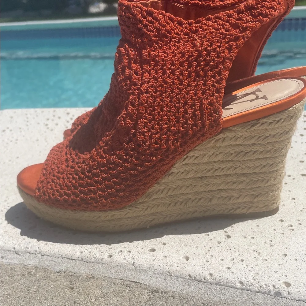 Vince Camuto Orange Espadrille Wedges | Crochet | Knit
